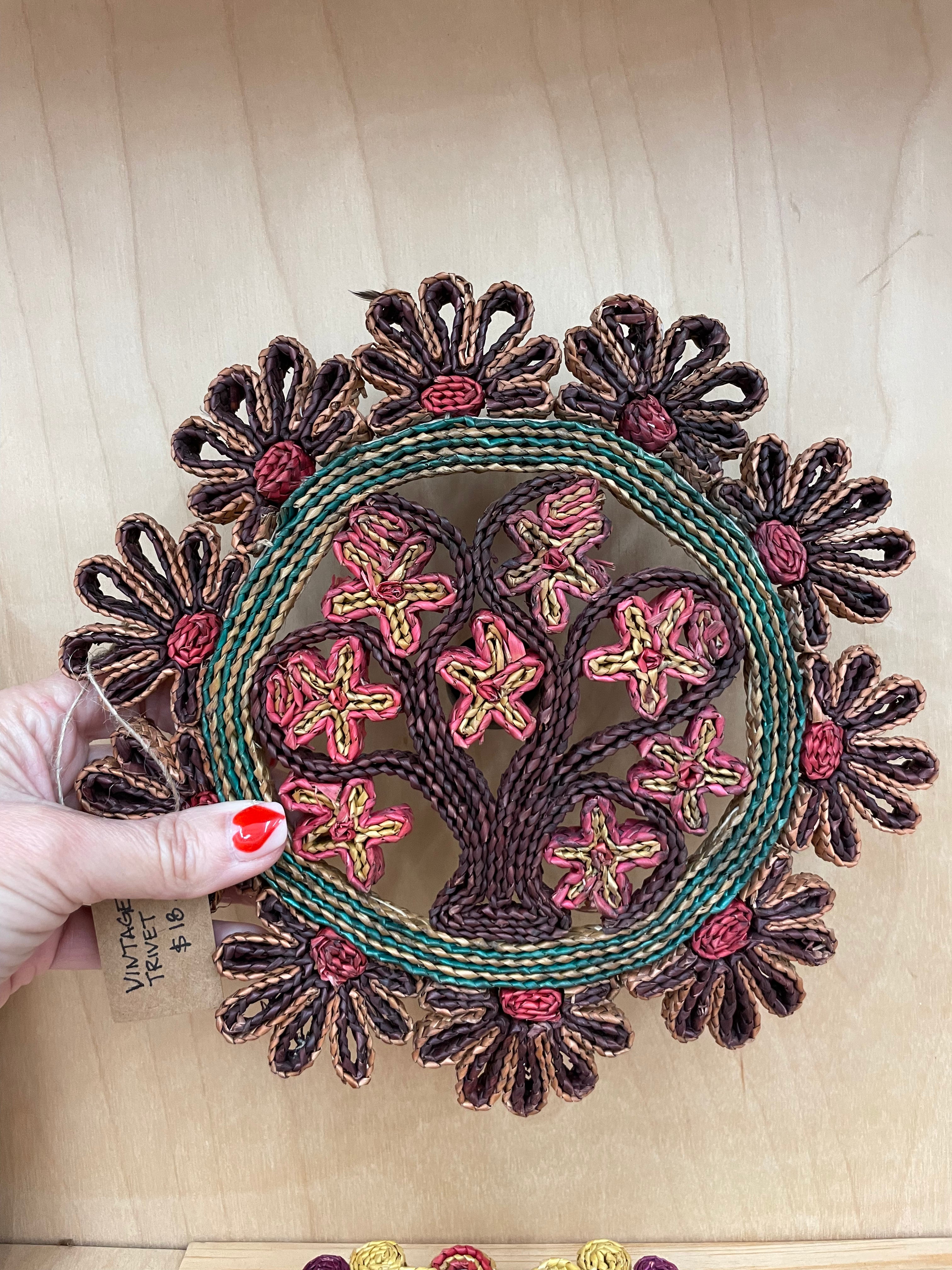 Vintage Woven Straw Trivet