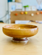 Load image into Gallery viewer, Vintage Wood Bowl Silver Foot