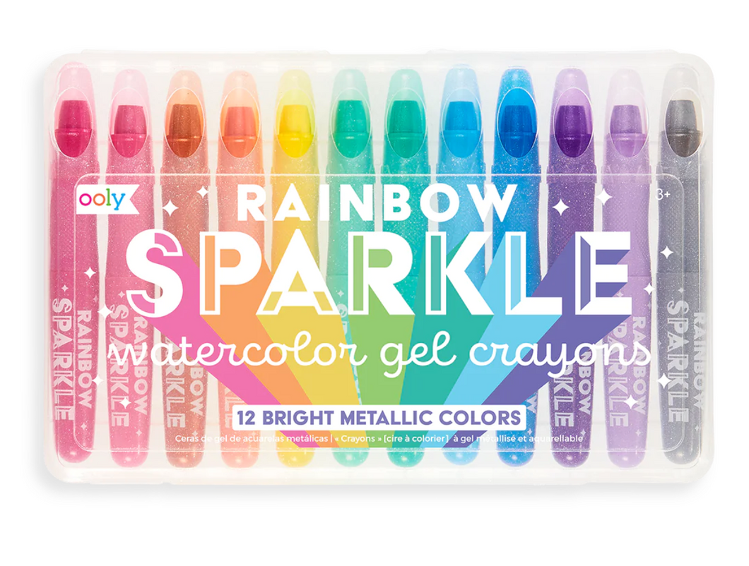 Rainbow Sparkle Watercolor Gel Crayons - Set of 12