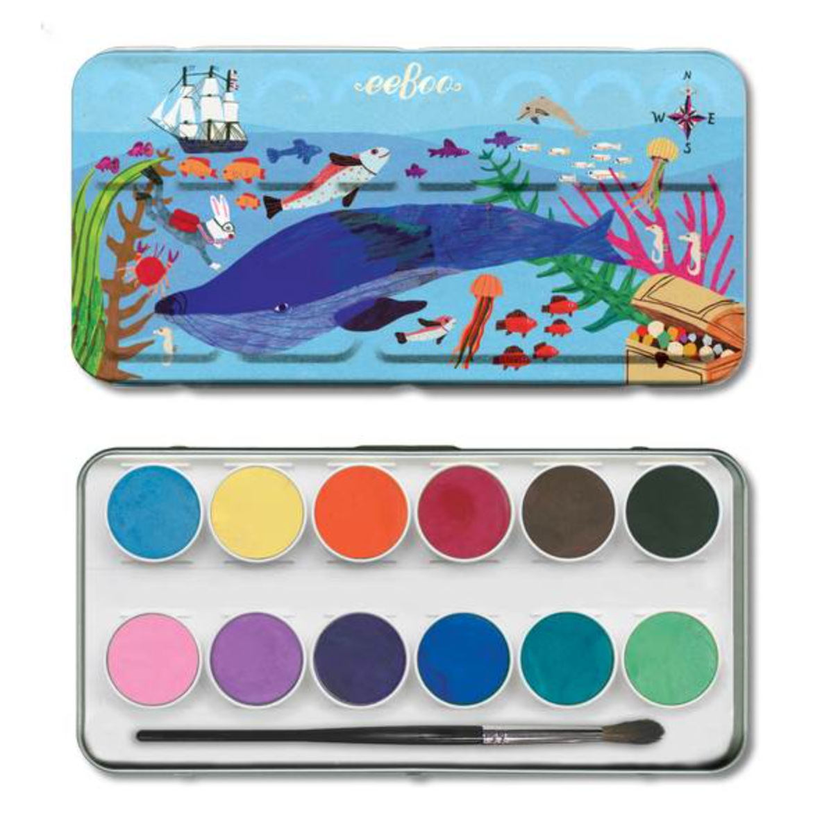 Watercolor Paint Tin: Sea