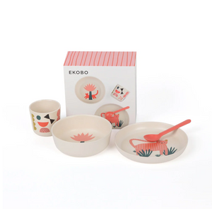 Illustrated Bamboo Dish Set for Kids