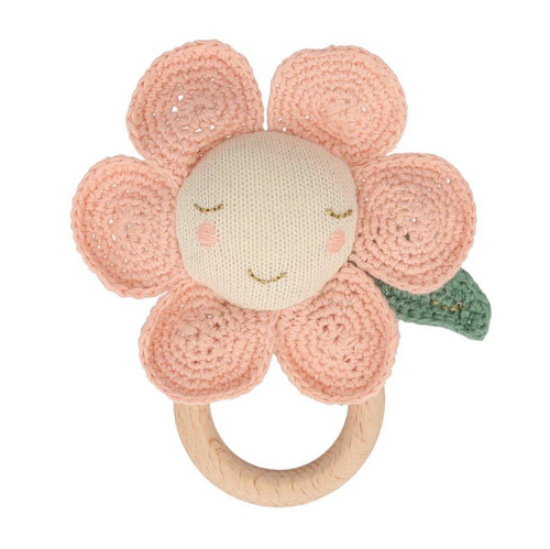 Peach Daisy Baby Rattle