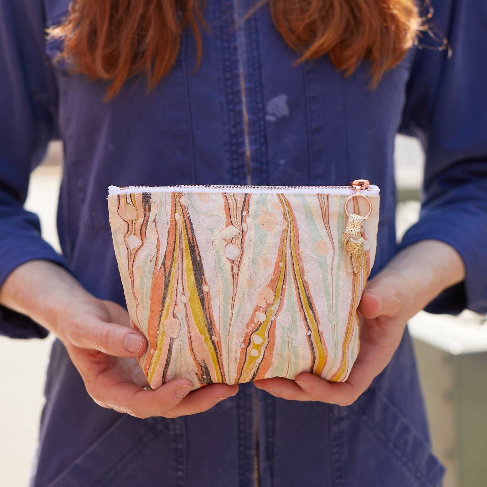 Astral Marbled Pouch Tiger Lily Small - These Hands Makers Collective