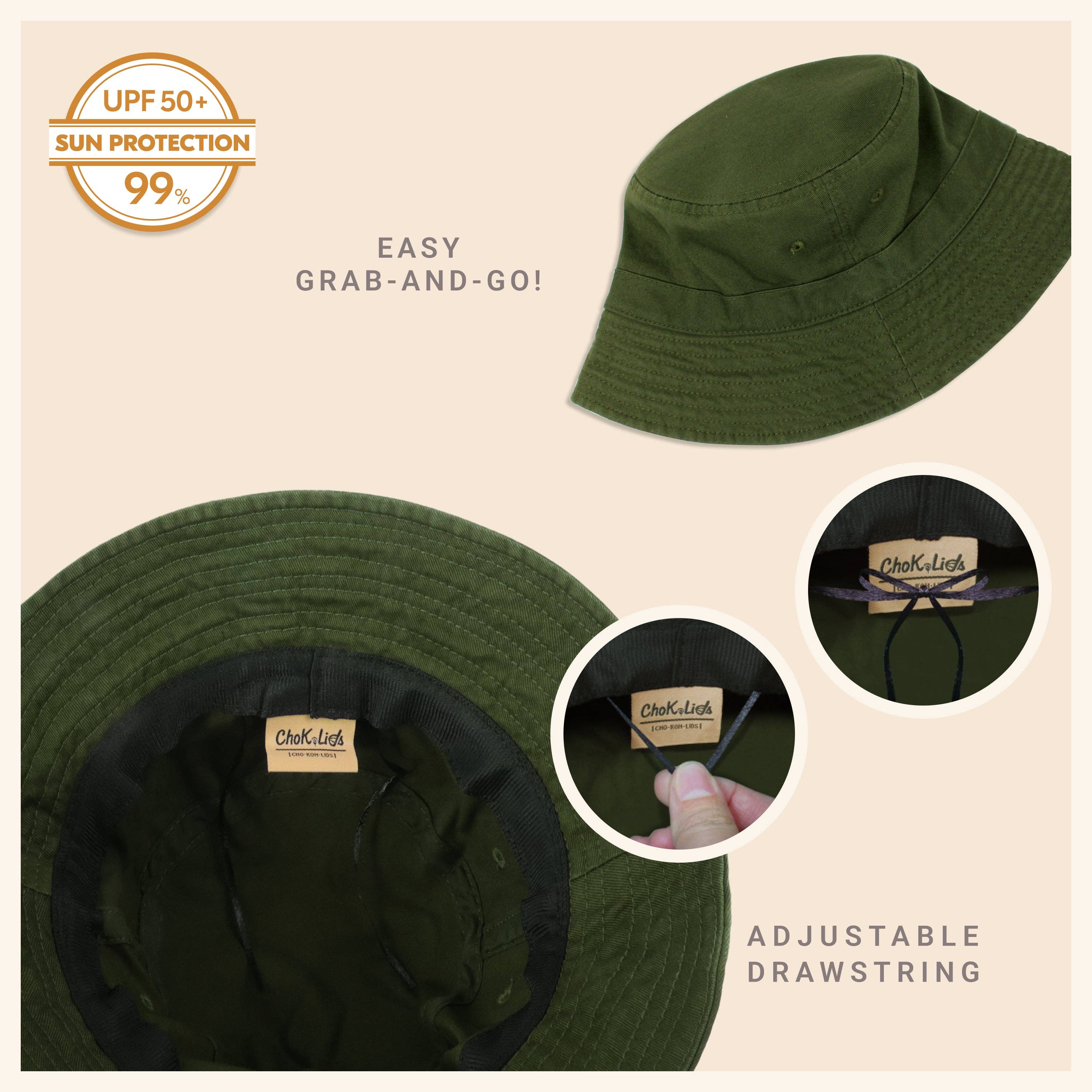 CHOK.LIDS Canvas Bucket Hat: Latte