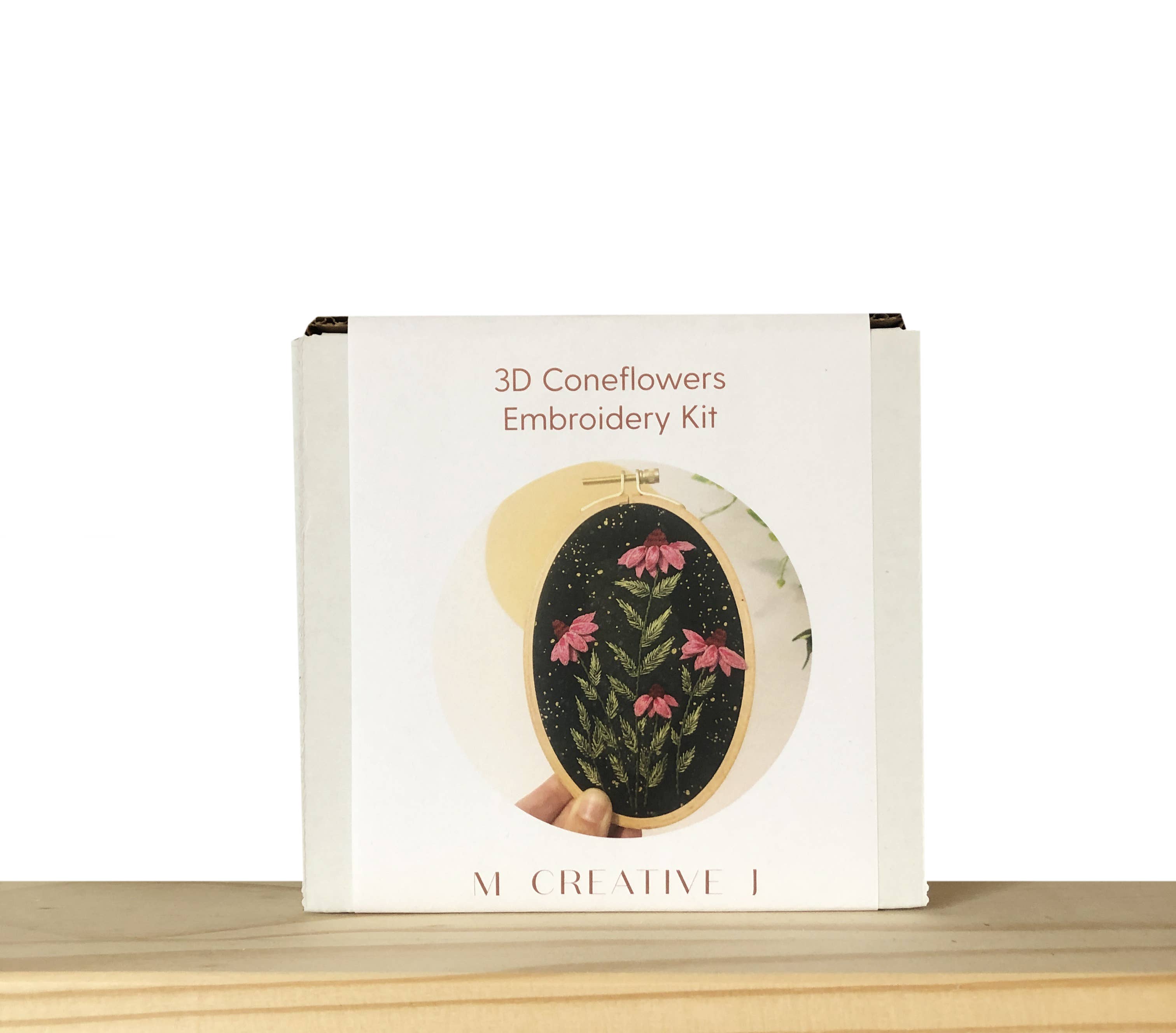 3D Coneflowers - Intermediate Hand Embroidery DIY Craft Kit
