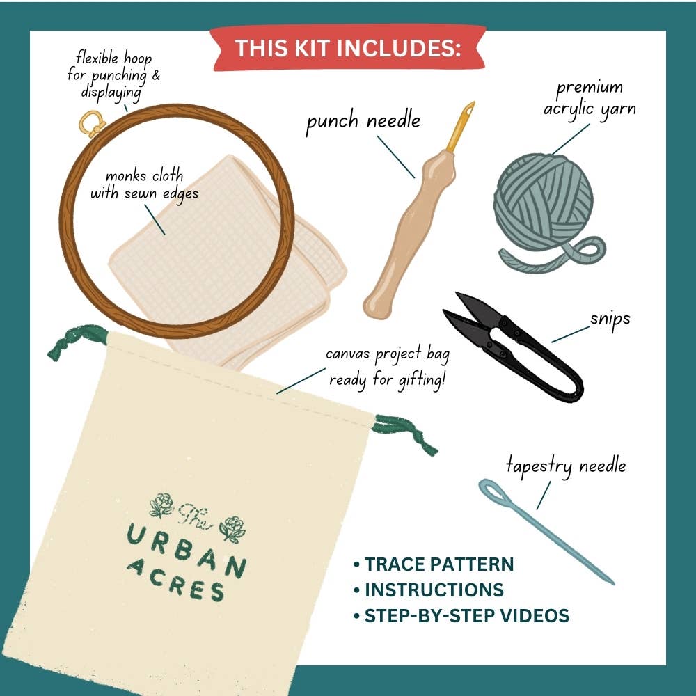 Black Floral Punch Needle Kit: Beginner Kit - These Hands Makers Collective