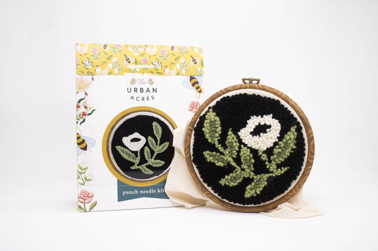 Black Floral Punch Needle Kit: Beginner Kit - These Hands Makers Collective