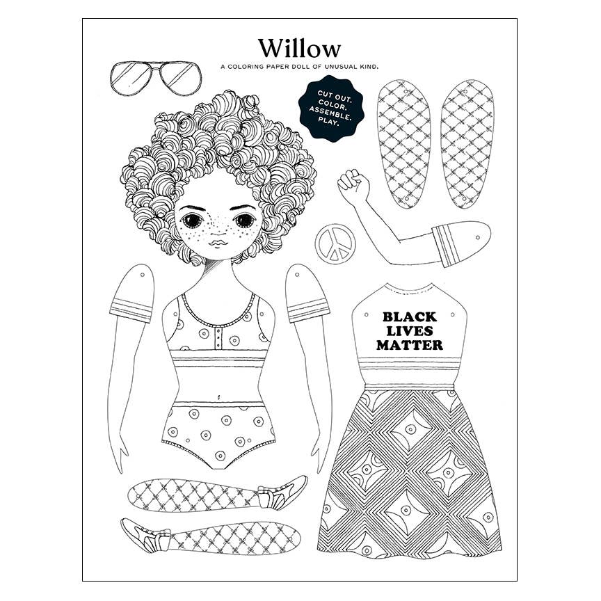 WILLOW PAPER DOLL COLORING SHEET