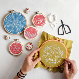 folk holiday embroidery kit
