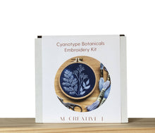 Load image into Gallery viewer, Cyanotype Botanicals - Beginner Embroidery DIY Craft Kit - These Hands Makers Collective