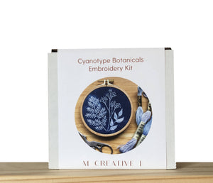 Cyanotype Botanicals - Beginner Embroidery DIY Craft Kit - These Hands Makers Collective