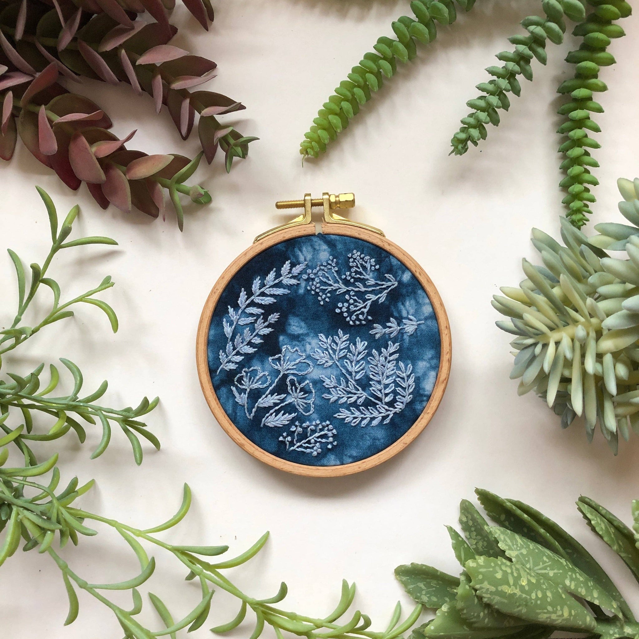 Cyanotype DIY Forage - Botanical Embroidery Kit for Beginners - These Hands Makers Collective