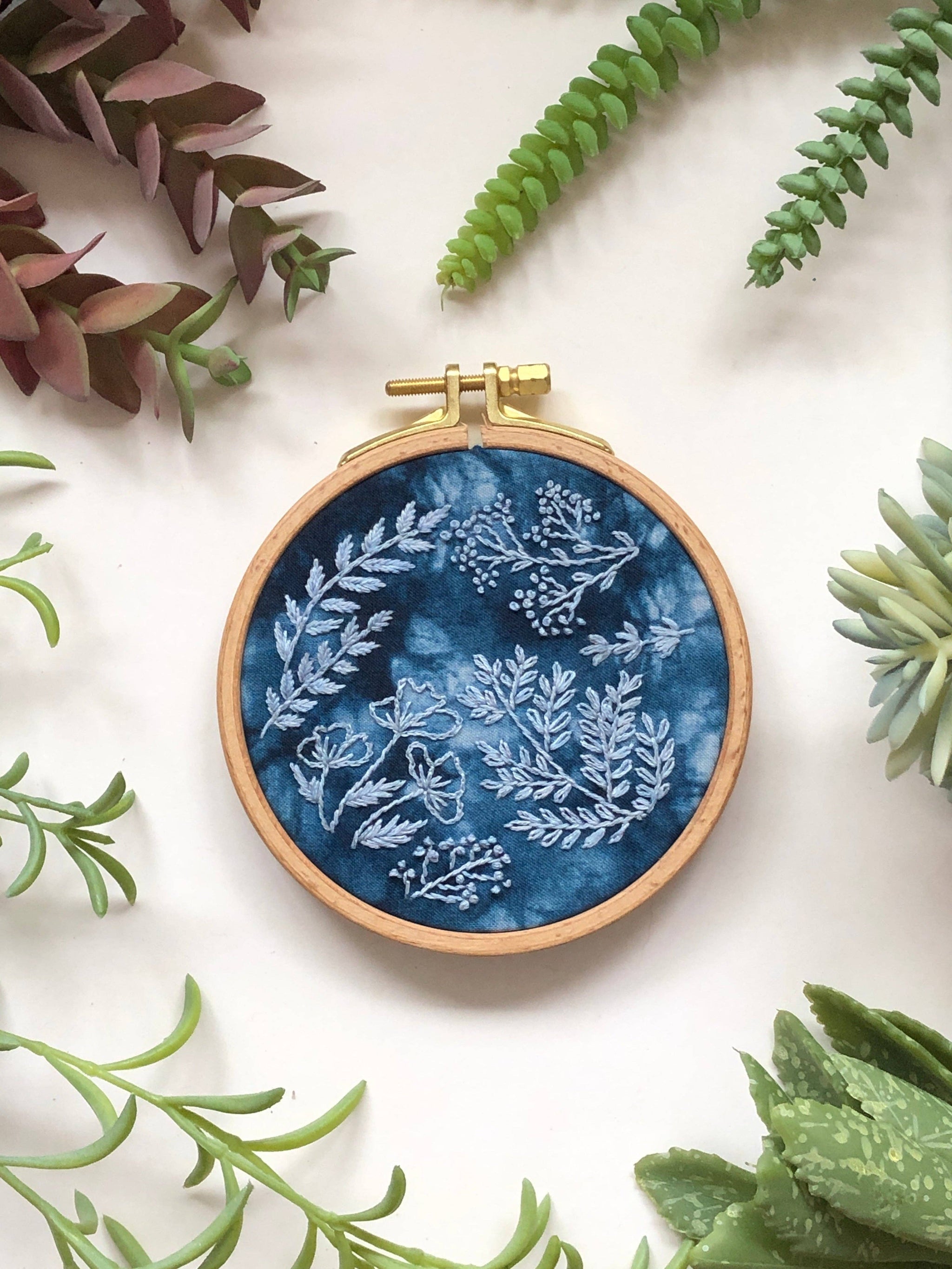 Cyanotype DIY Forage - Botanical Embroidery Kit for Beginners - These Hands Makers Collective