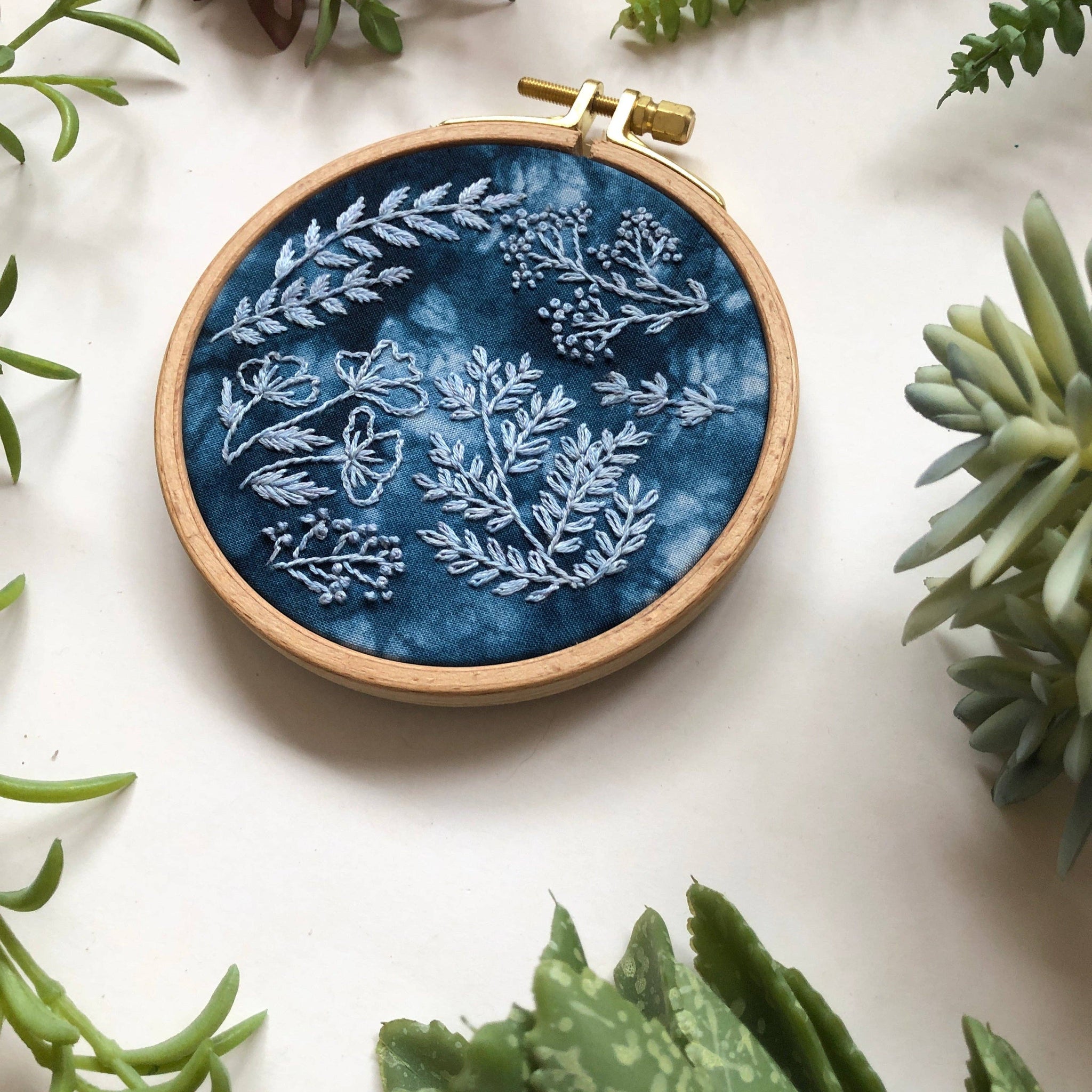Cyanotype DIY Forage - Botanical Embroidery Kit for Beginners - These Hands Makers Collective