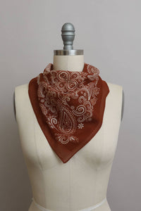 Paisley Floral Patterned Bandana: Beige