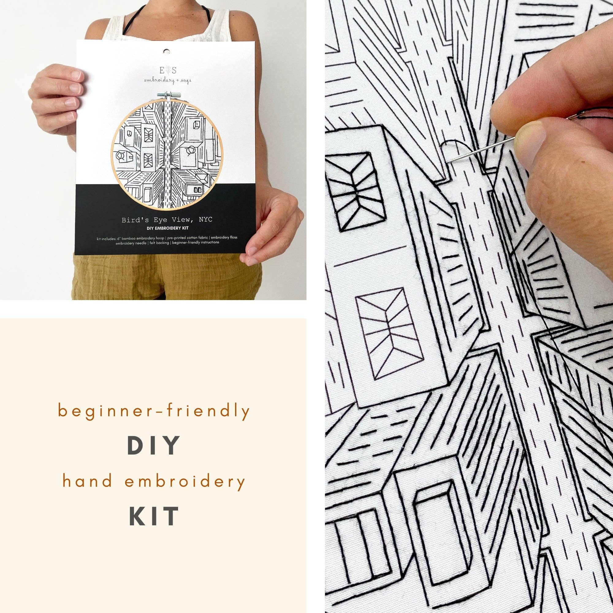 Bird's Eye View, NYC - embroidery kit