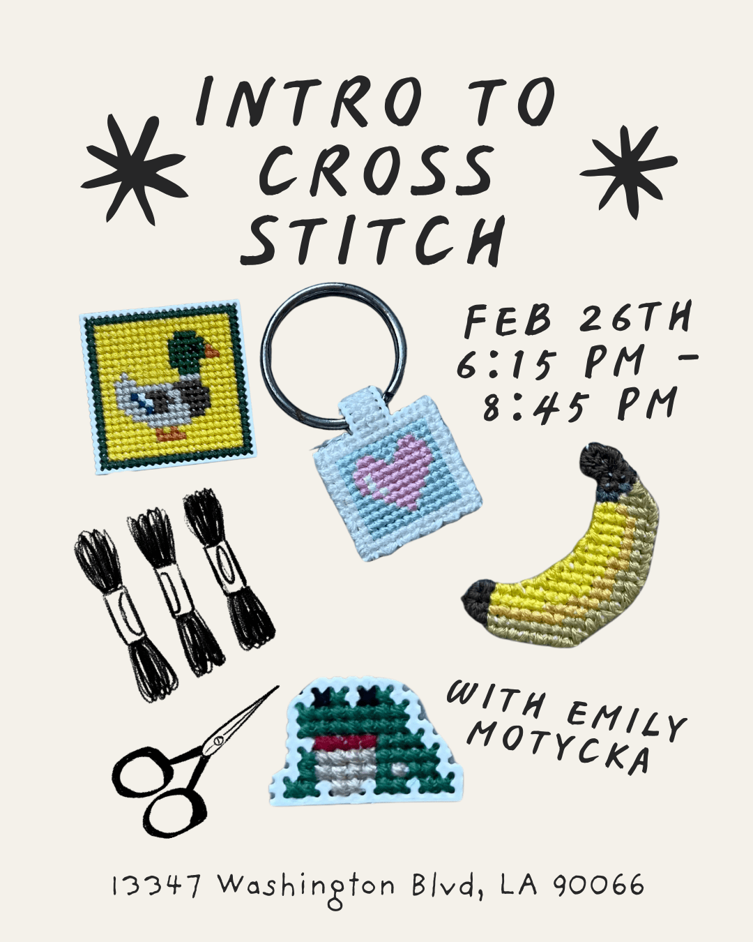 FEB 26th IN - PERSON - Intro to Cross Stitch with Emily Motycka - These Hands Makers Collective