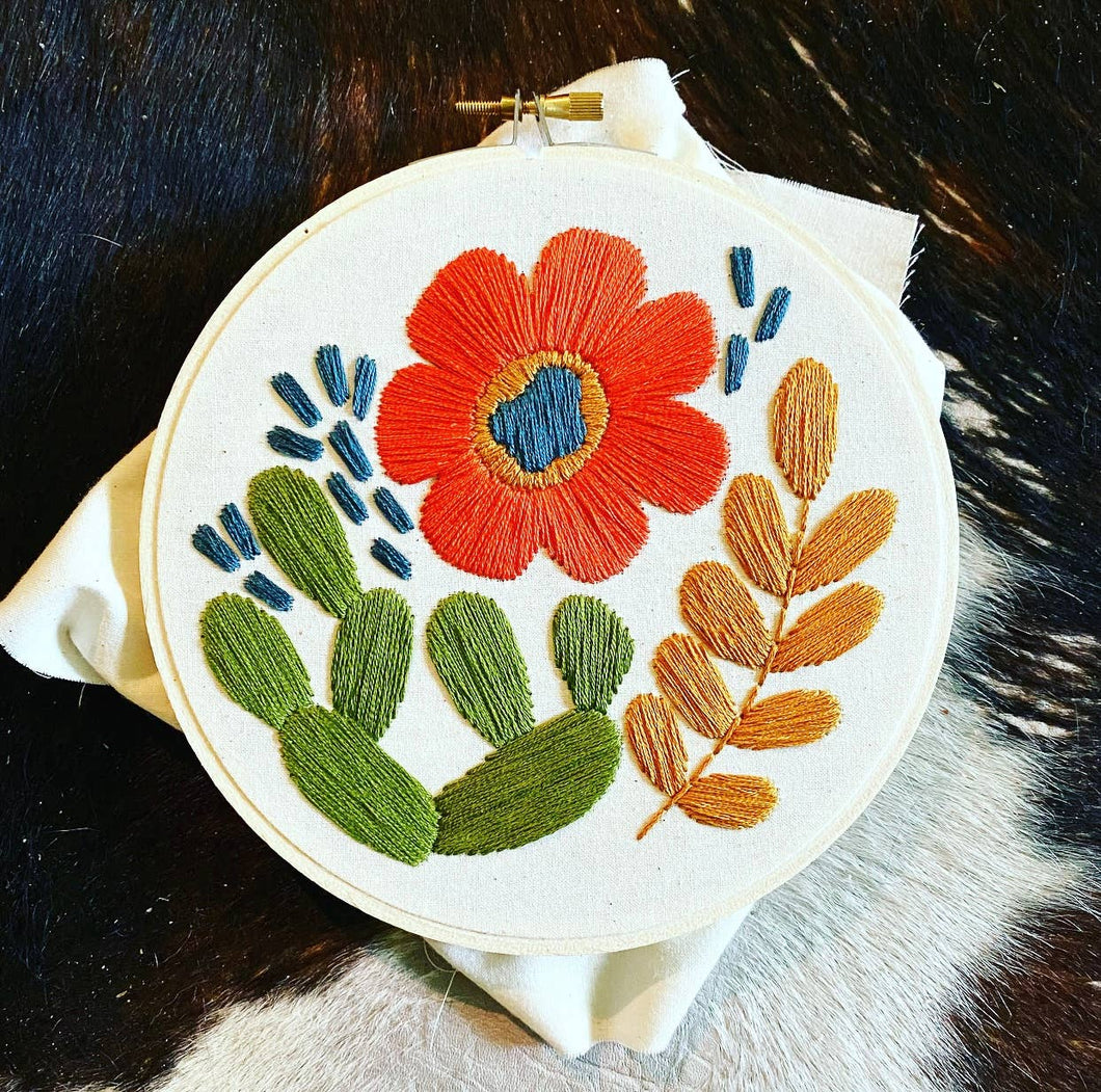 Floral and Prickly Embroidery Kit with Supplies - These Hands Makers Collective