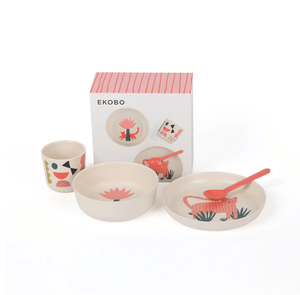 Illustrated Bamboo Dish Set for Kids - These Hands Makers Collective