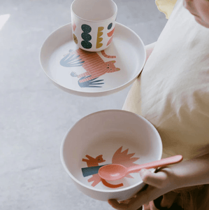 Illustrated Bamboo Dish Set for Kids - These Hands Makers Collective