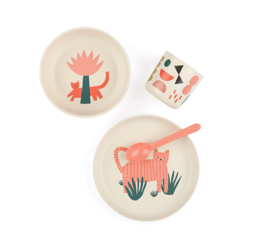 Illustrated Bamboo Dish Set for Kids - These Hands Makers Collective