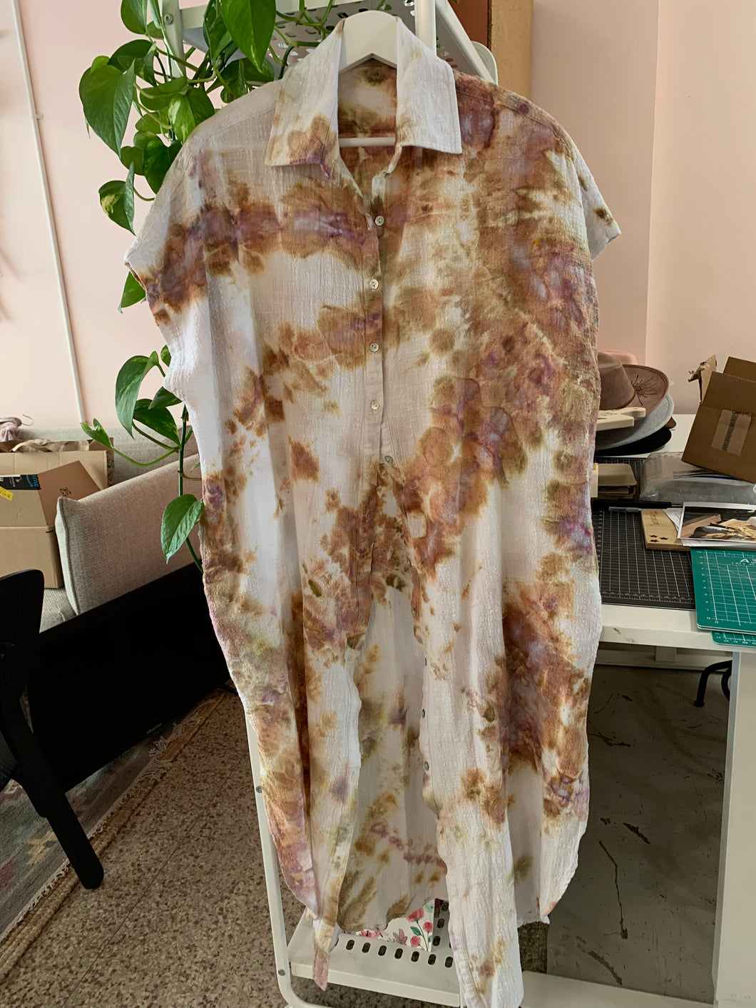 Ice Dyed Shirt Dress by Thunder Textiles