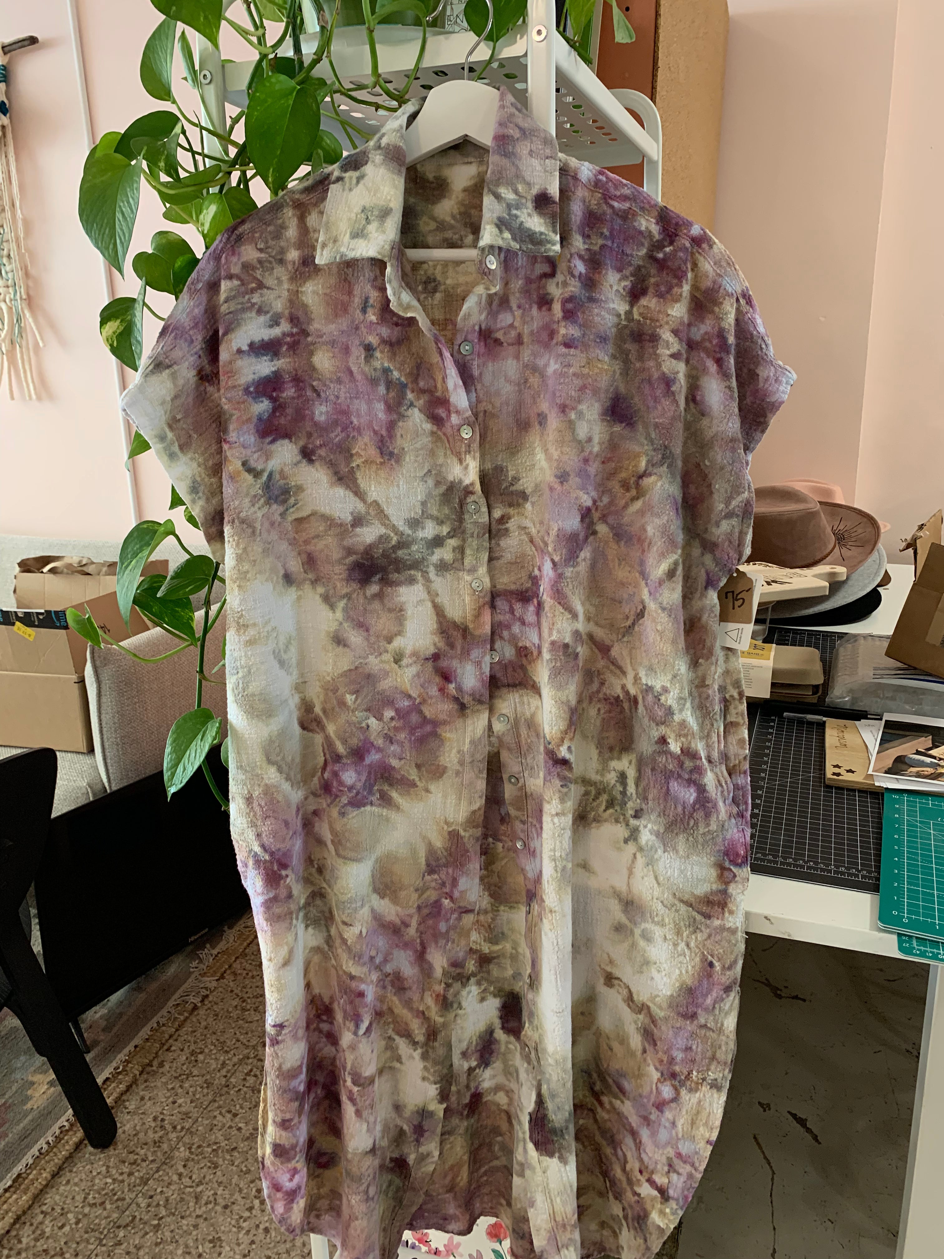 Ice Dyed Shirt Dress by Thunder Textiles