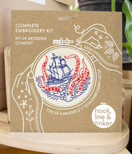 Load image into Gallery viewer, Kraken and Ship Complete Embroidery Kit - These Hands Makers Collective