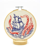 Load image into Gallery viewer, Kraken and Ship Complete Embroidery Kit - These Hands Makers Collective