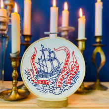 Load image into Gallery viewer, Kraken and Ship Complete Embroidery Kit - These Hands Makers Collective