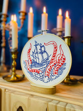 Load image into Gallery viewer, Kraken and Ship Complete Embroidery Kit - These Hands Makers Collective