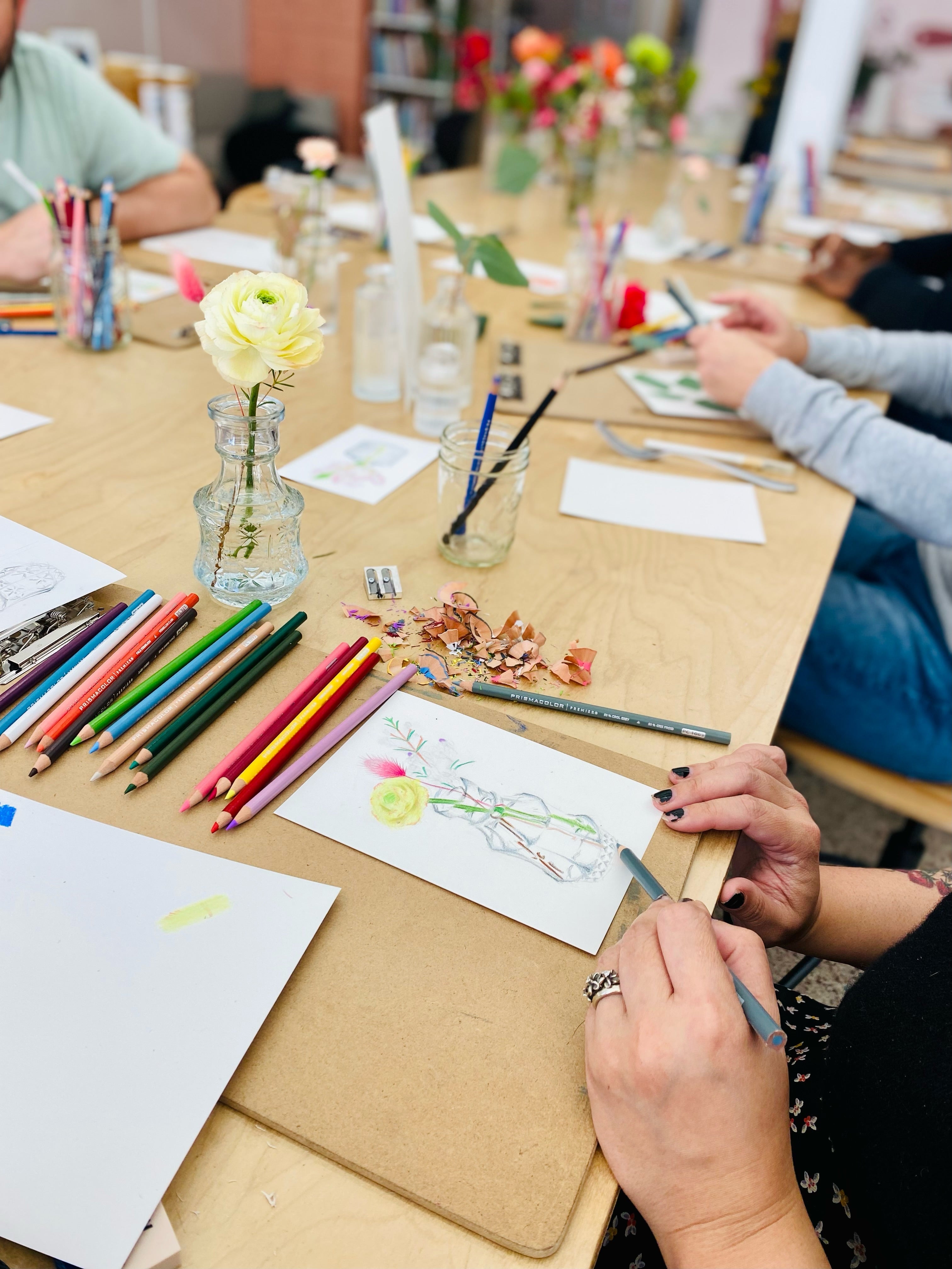 MAR 18th IN - PERSON - Inked Floral Drawings with Annie Brown - These Hands Makers Collective