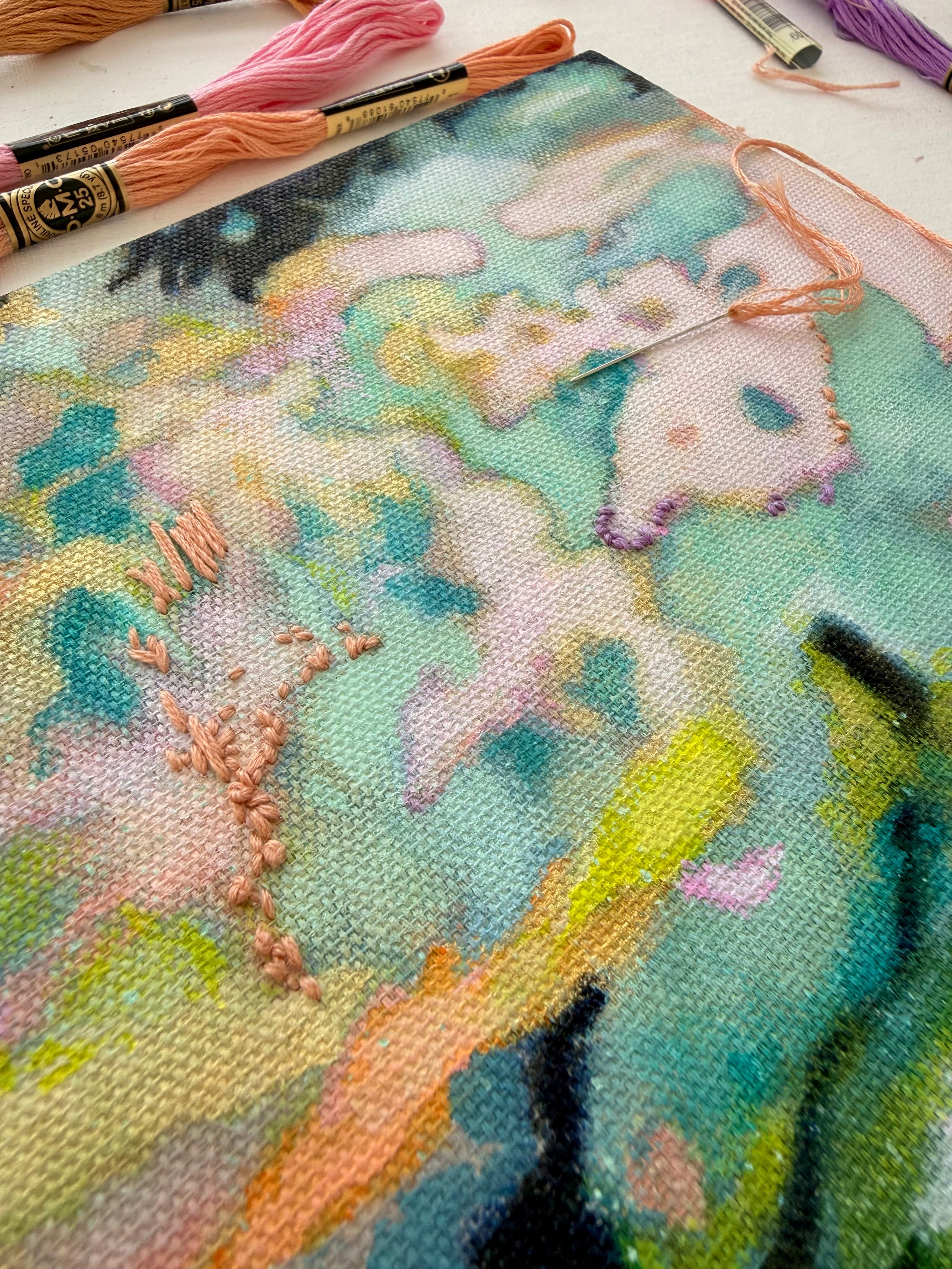 May 30th - Paint & Stitch on Raw Canvas with Mirina Moloney - These Hands Makers Collective