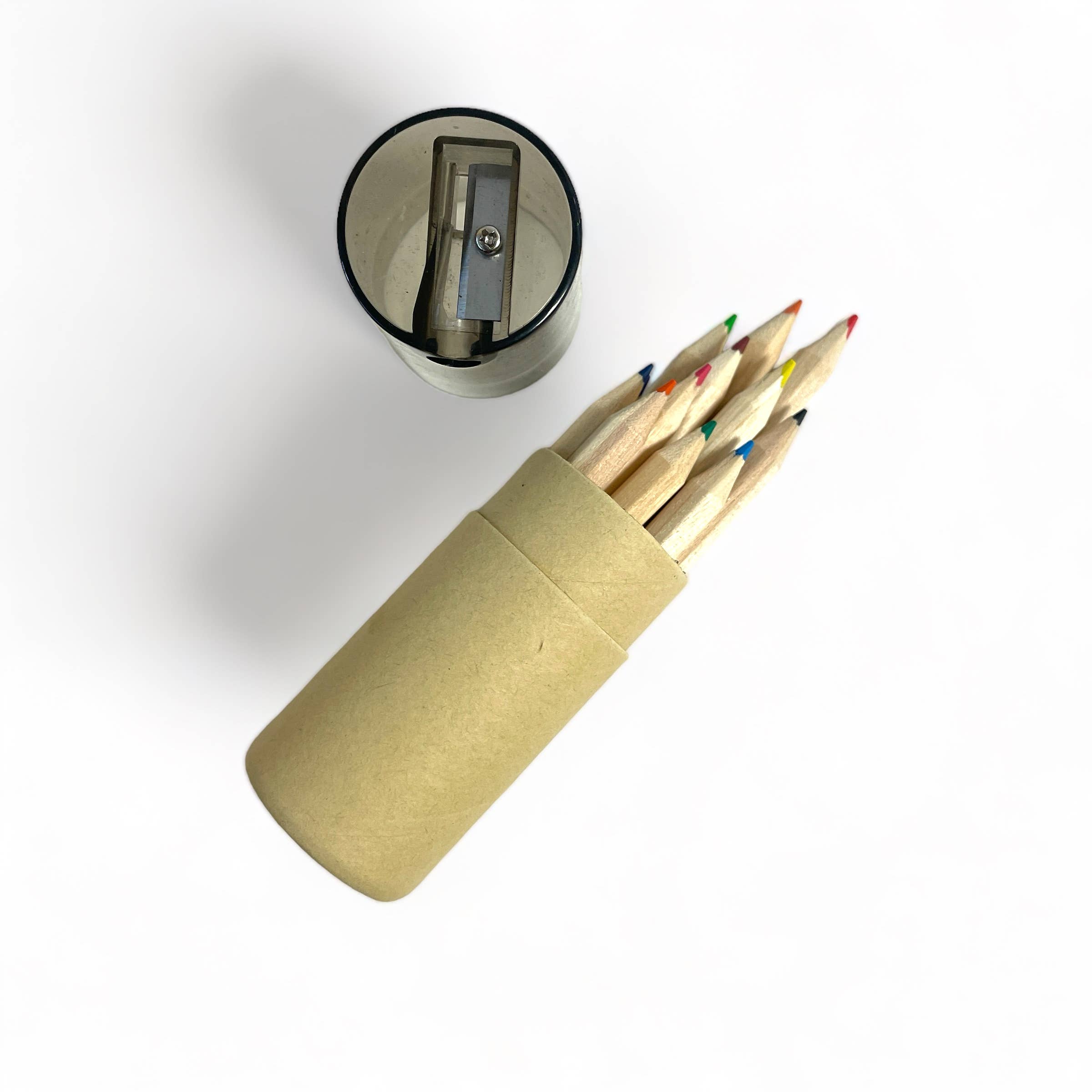 Mini Travel Colored Pencils with Built In Sharpener: Green - These Hands Makers Collective