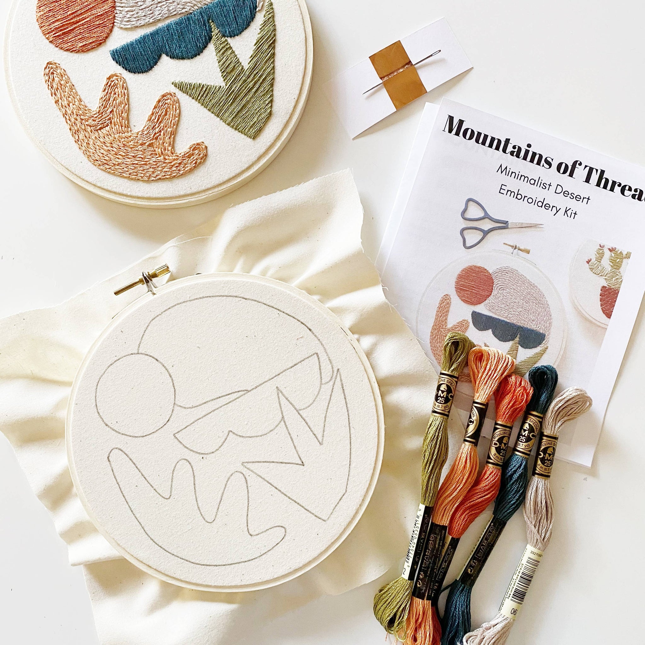 Minimalist Desert Embroidery Kit with Supplies - These Hands Makers Collective