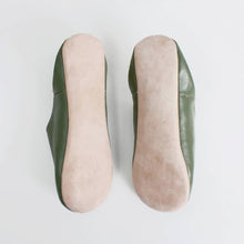 Load image into Gallery viewer, Moroccan Babouche Basic Slippers, Olive: Small - These Hands Makers Collective