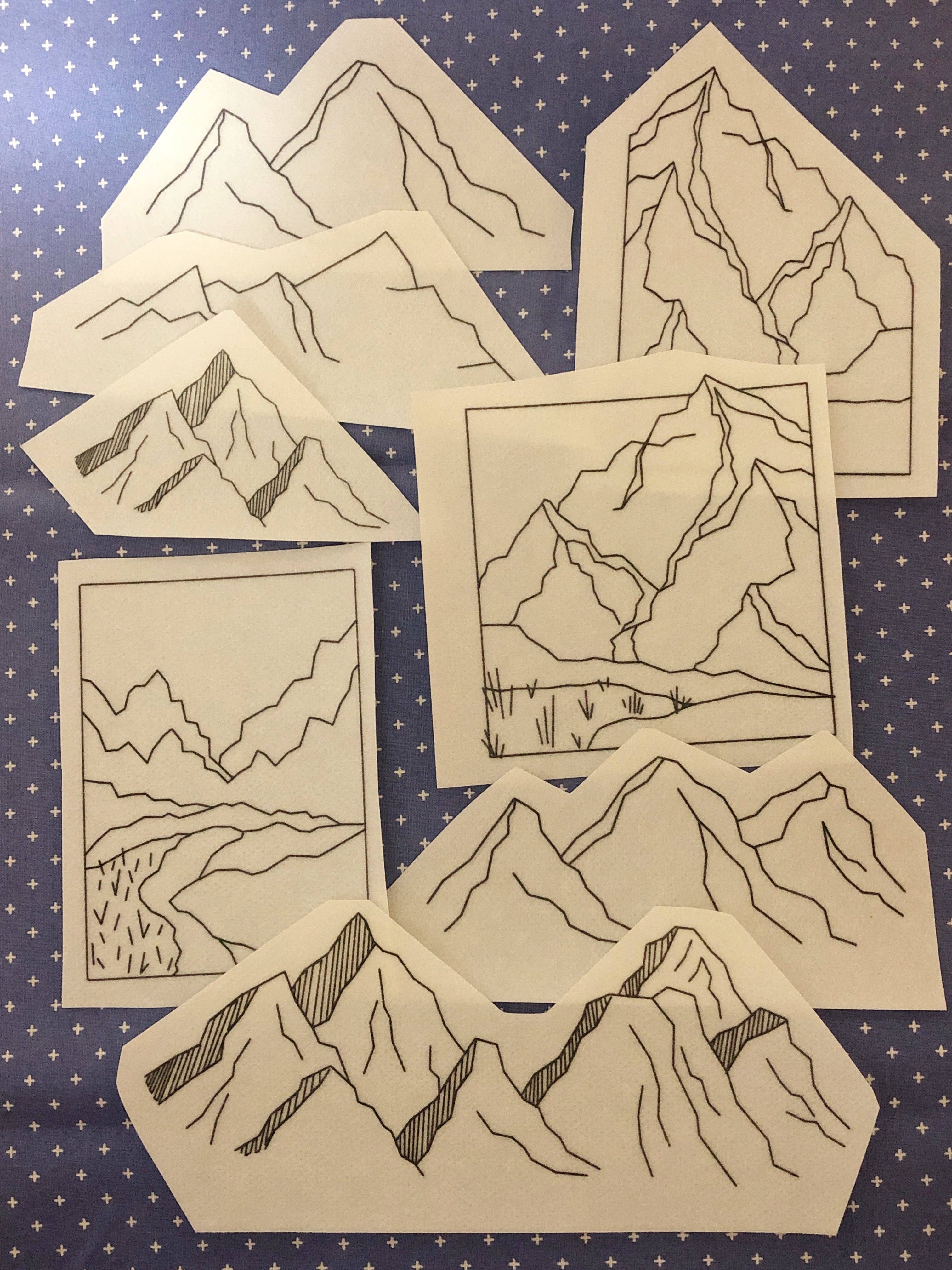 Mountains - Peel Stick and Stitch Hand Embroidery Patterns - These Hands Makers Collective