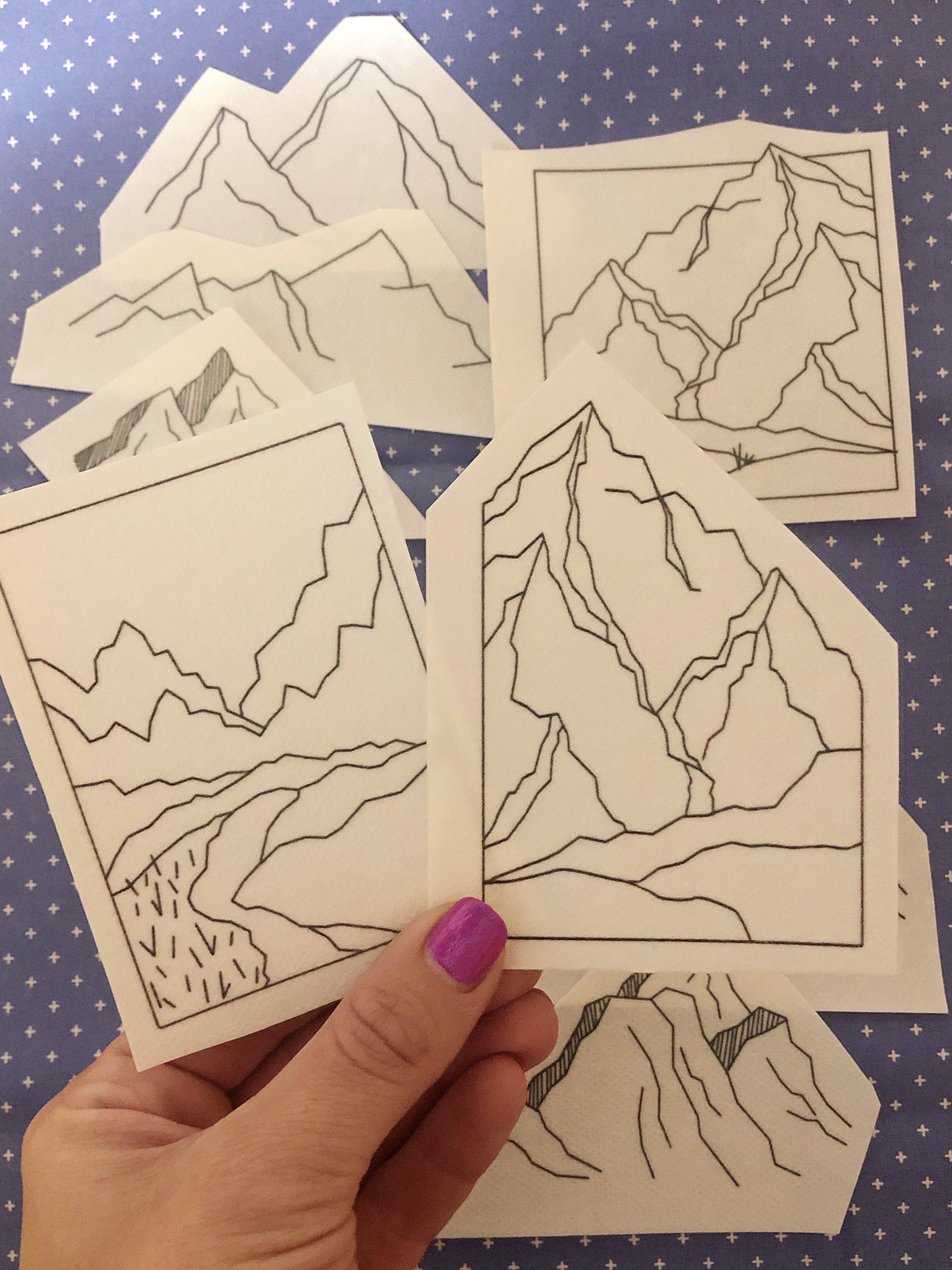 Mountains - Peel Stick and Stitch Hand Embroidery Patterns - These Hands Makers Collective