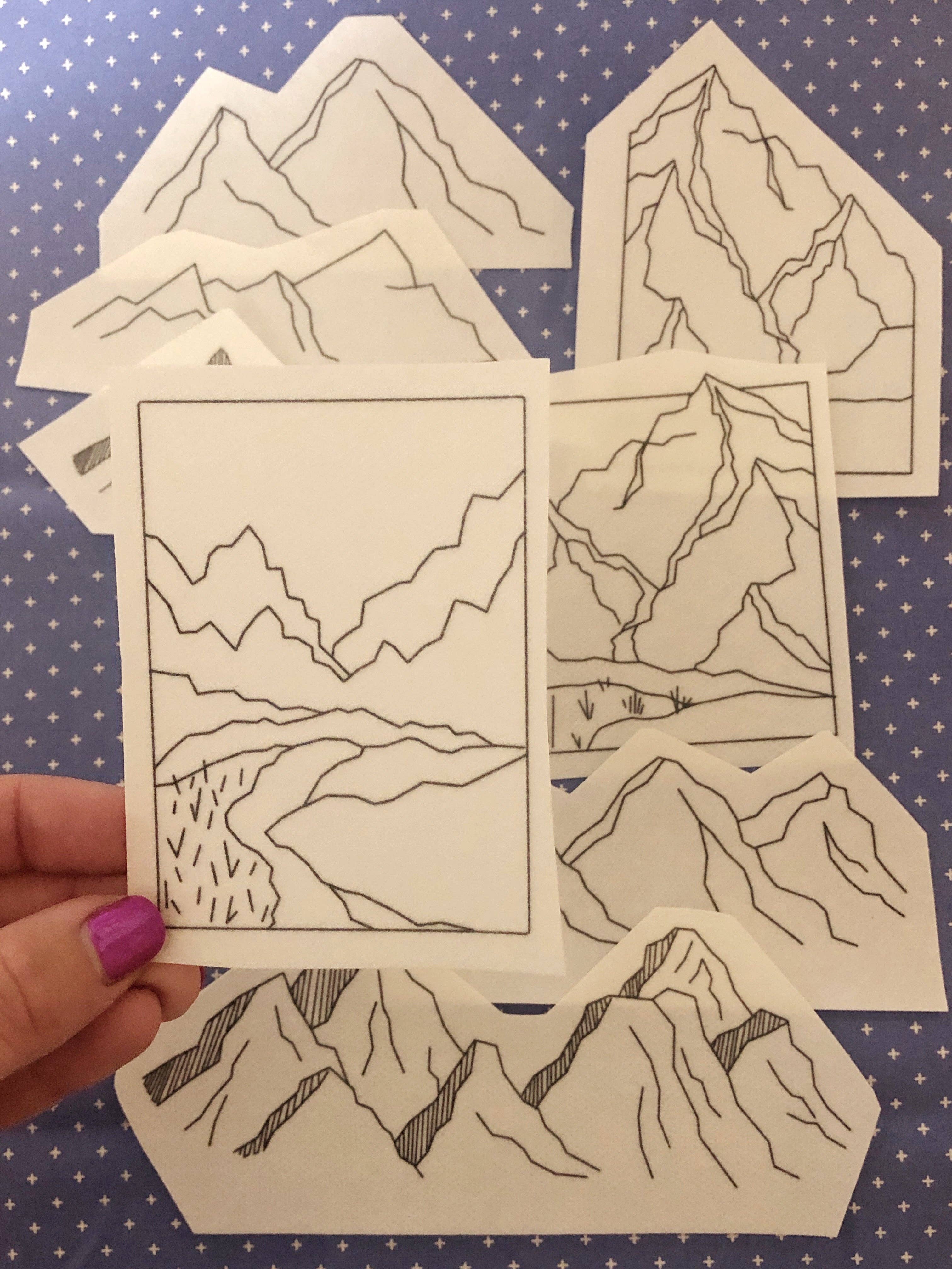 Mountains - Peel Stick and Stitch Hand Embroidery Patterns - These Hands Makers Collective