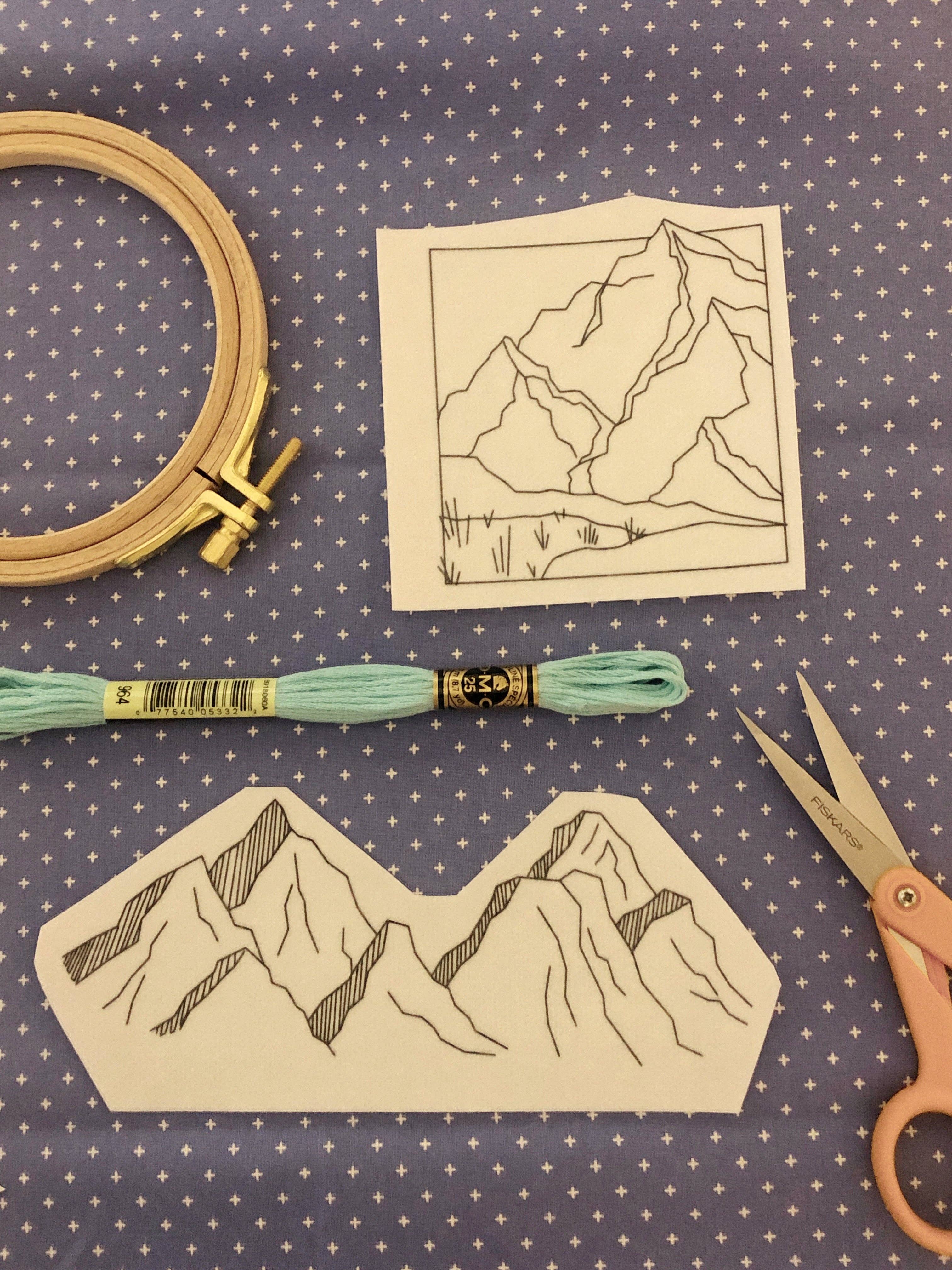 Mountains - Peel Stick and Stitch Hand Embroidery Patterns - These Hands Makers Collective