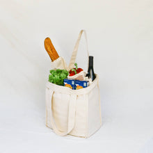 Load image into Gallery viewer, Organic Cotton Deluxe Grocery Bag w/ Sleeves - Simple Ecology: Natural - These Hands Makers Collective