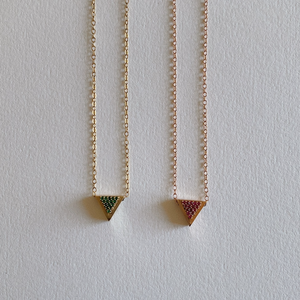 Triangle Necklace/ Rose Gold/ Ruby