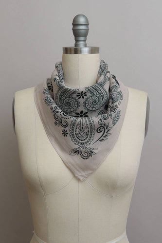 Paisley Floral Patterned Bandana: Beige - These Hands Makers Collective