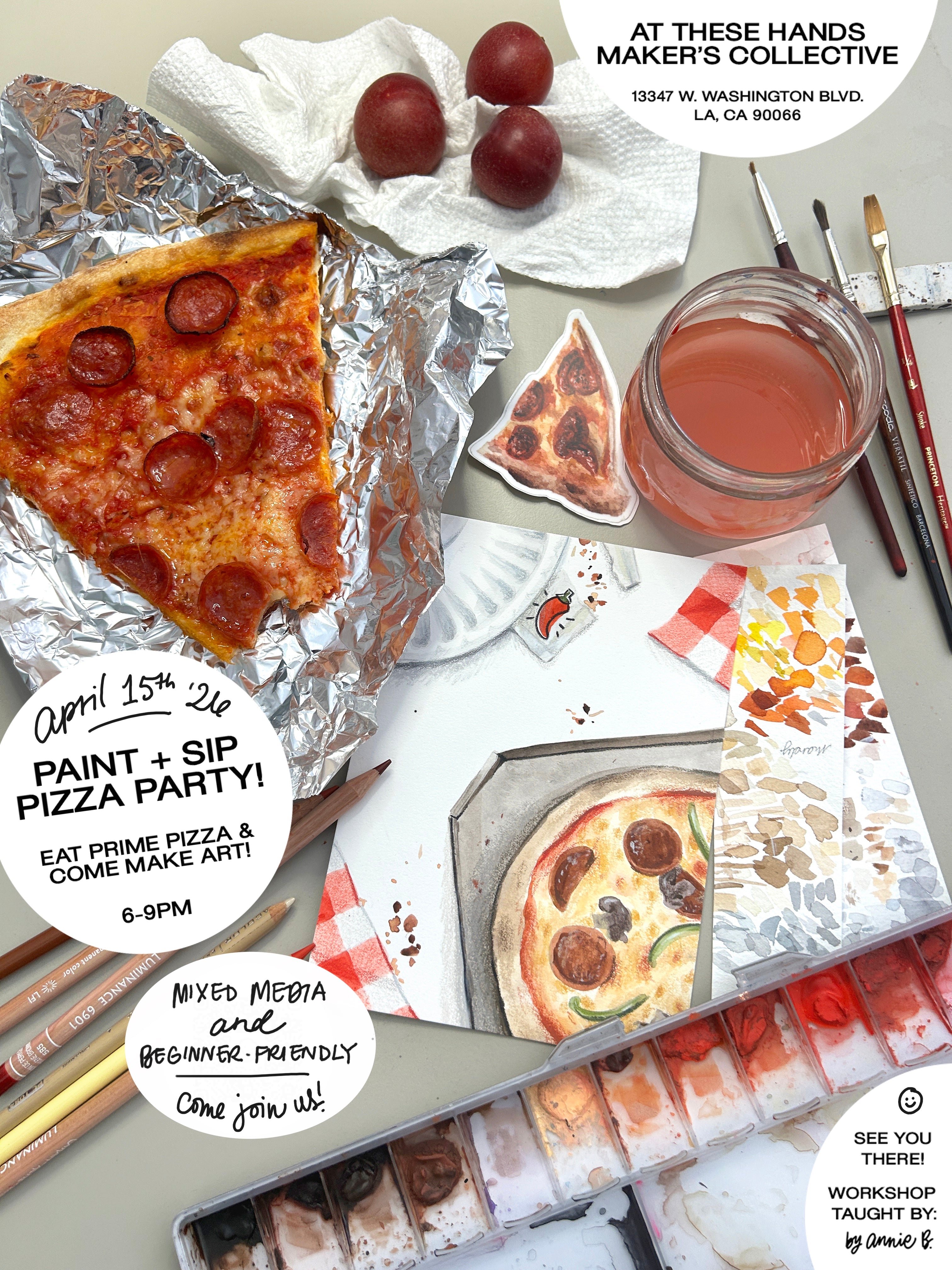 APR 15th IN-PERSON - Paint + Pizza Party with Annie Brown