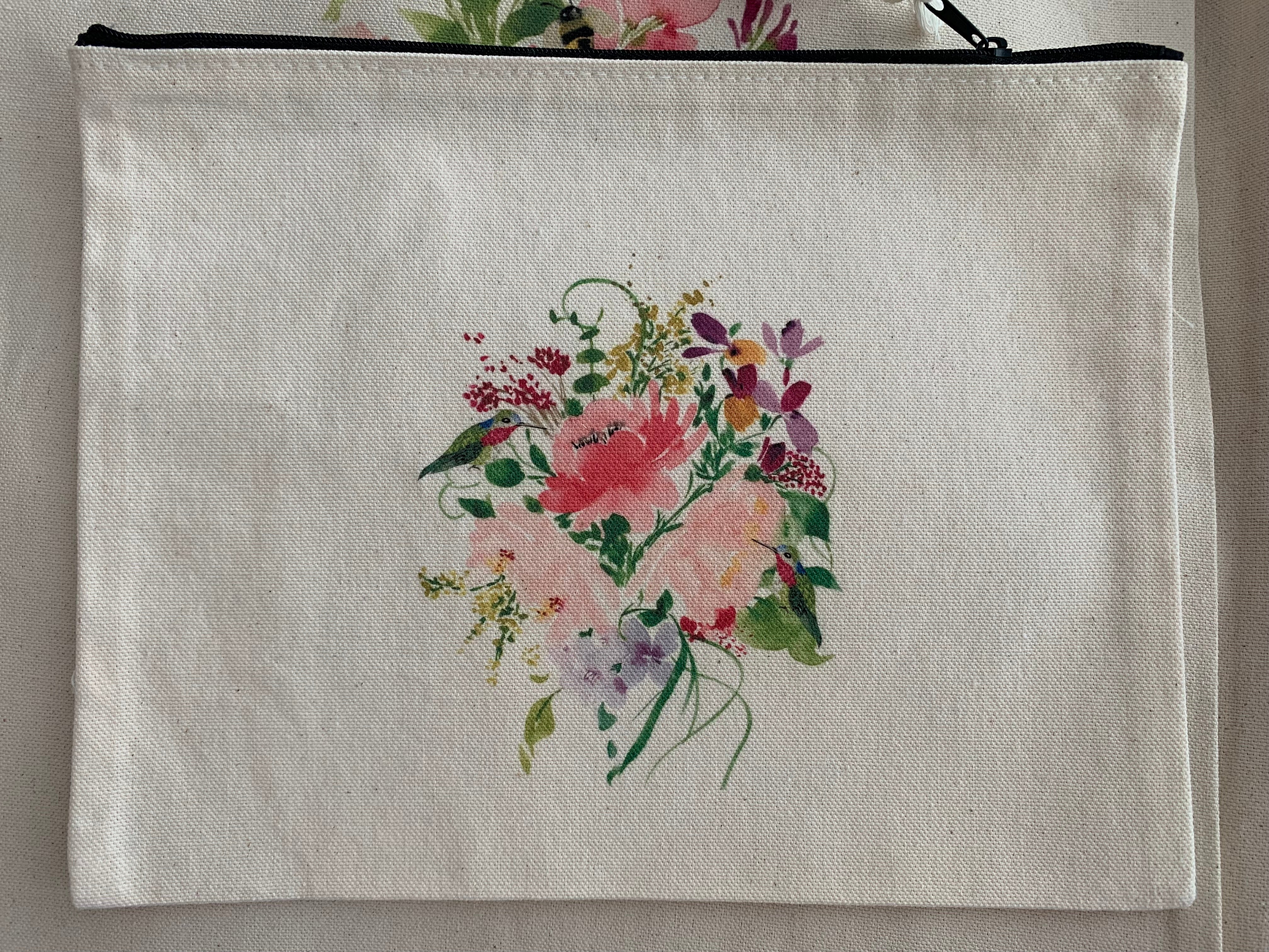 Hand Painted Hummingbird Zipper Pouch - Katherine Lazo