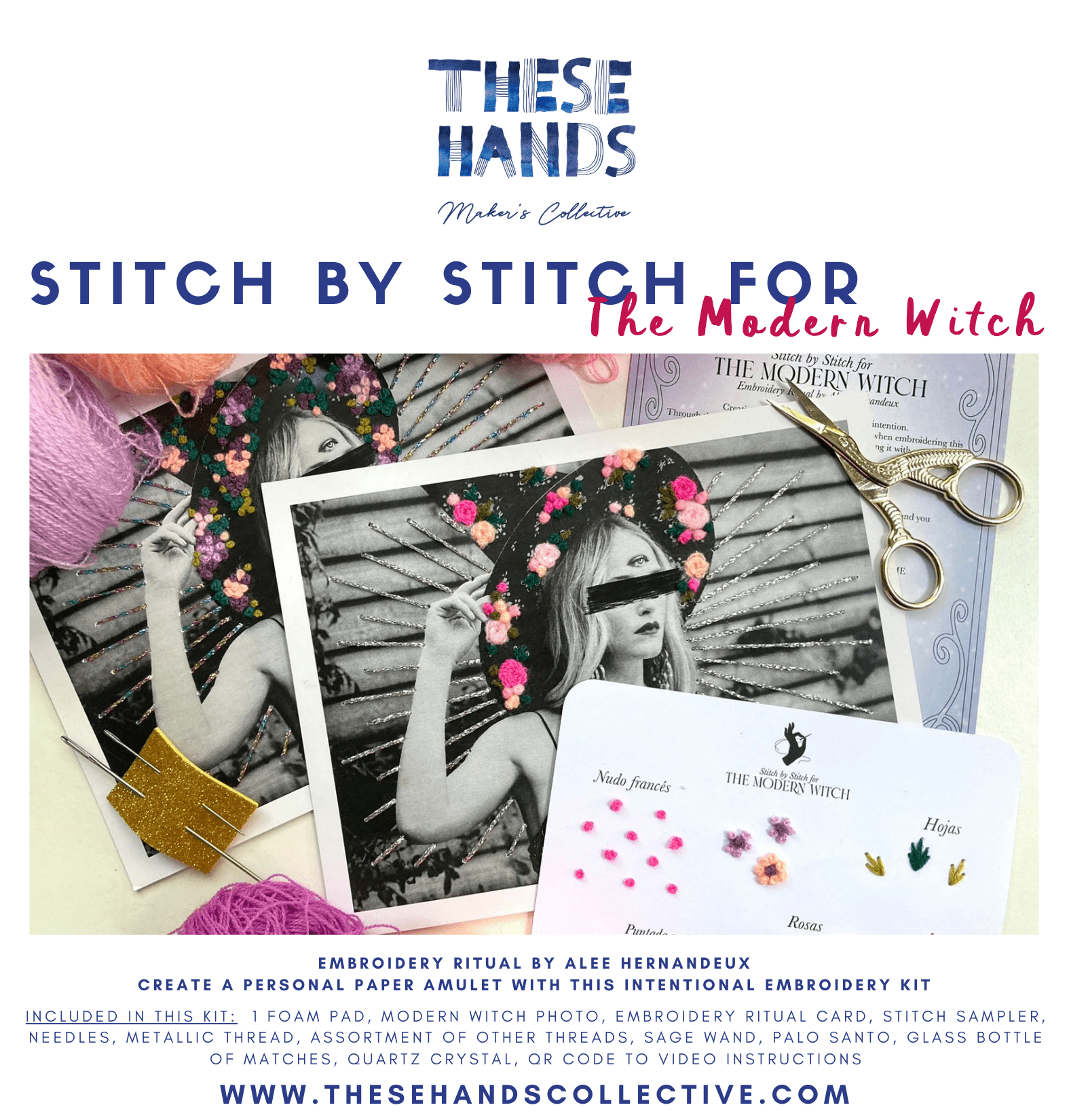 Stitch by Stitch for the Modern Witch - Embroidery Ritual Kit - These Hands Makers Collective
