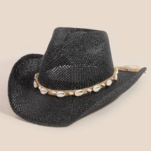 Load image into Gallery viewer, Straw Weave Cowrie Shell Rope Strap Cowboy Hat: IV - These Hands Makers Collective