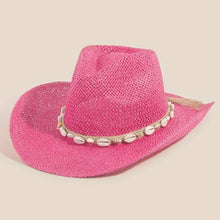 Load image into Gallery viewer, Straw Weave Cowrie Shell Rope Strap Cowboy Hat: IV - These Hands Makers Collective