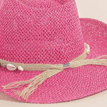 Load image into Gallery viewer, Straw Weave Cowrie Shell Rope Strap Cowboy Hat: KA - These Hands Makers Collective