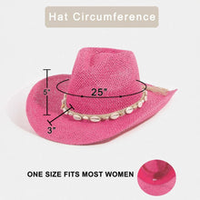 Load image into Gallery viewer, Straw Weave Cowrie Shell Rope Strap Cowboy Hat: KA - These Hands Makers Collective